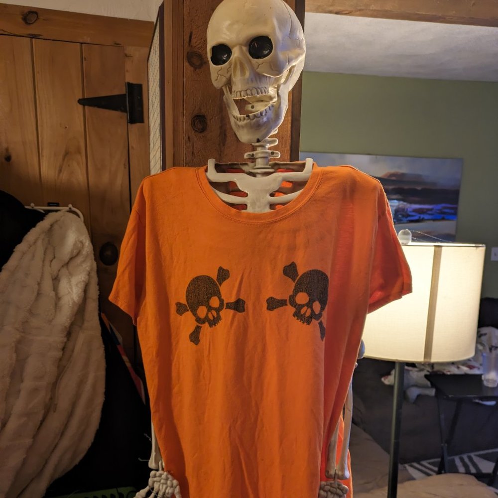 Skull Boobs Orange Halloween T-Shirt